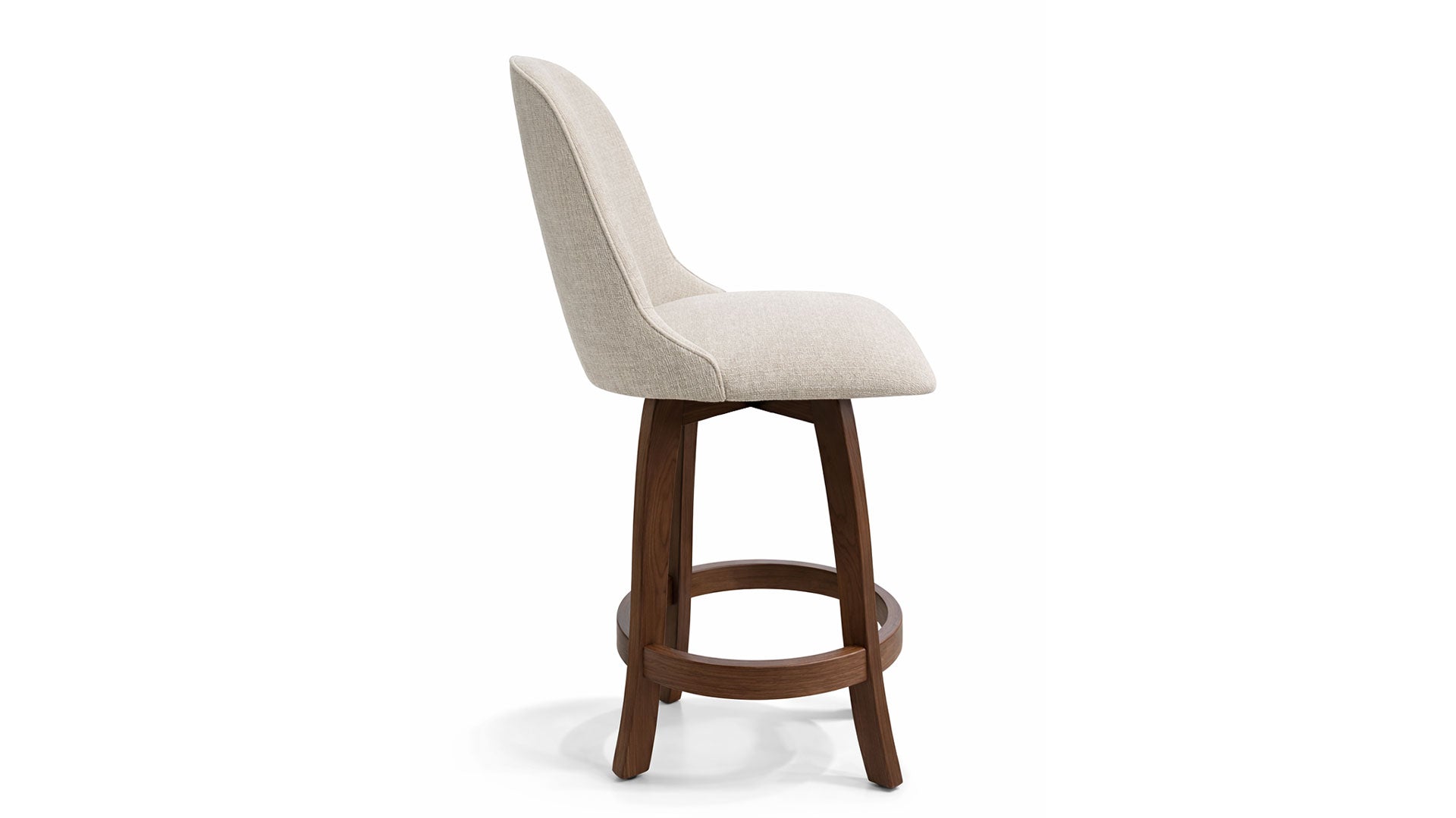 Silla giratoria tapizada en madera maciza de nogal Dorcy para mostrador