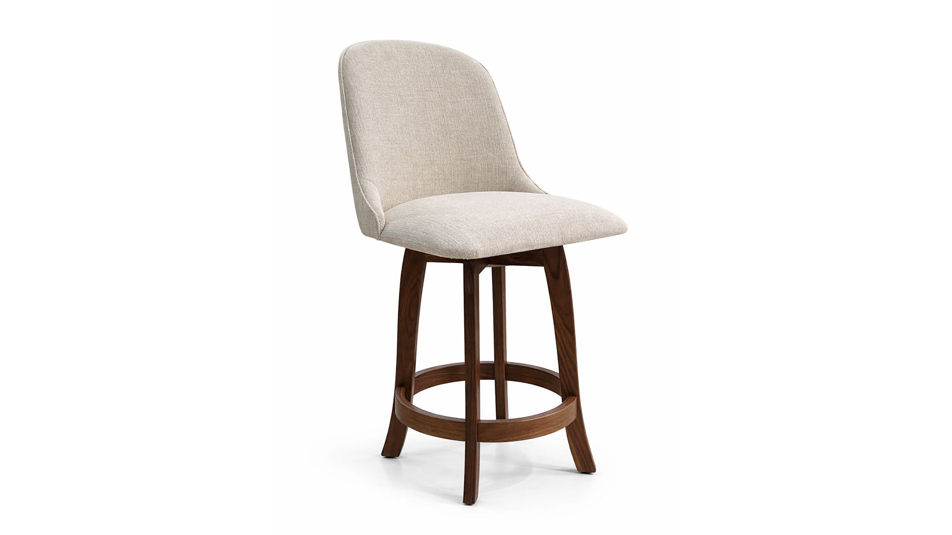 Silla giratoria tapizada en madera maciza de nogal Dorcy para mostrador