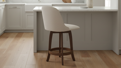 Silla giratoria tapizada en madera maciza de nogal Dorcy para mostrador