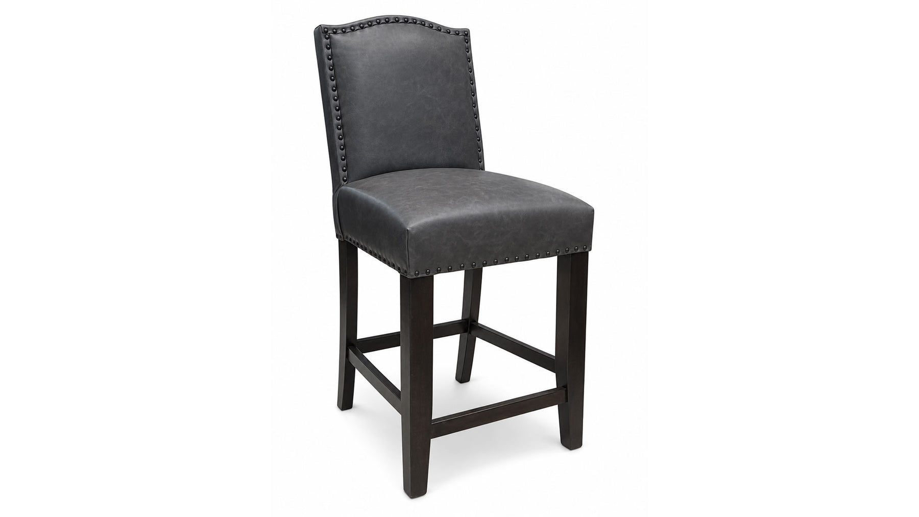 Carson Grey Leather Barstool | Upholstered Bar Height Stool | Gallery Furniture