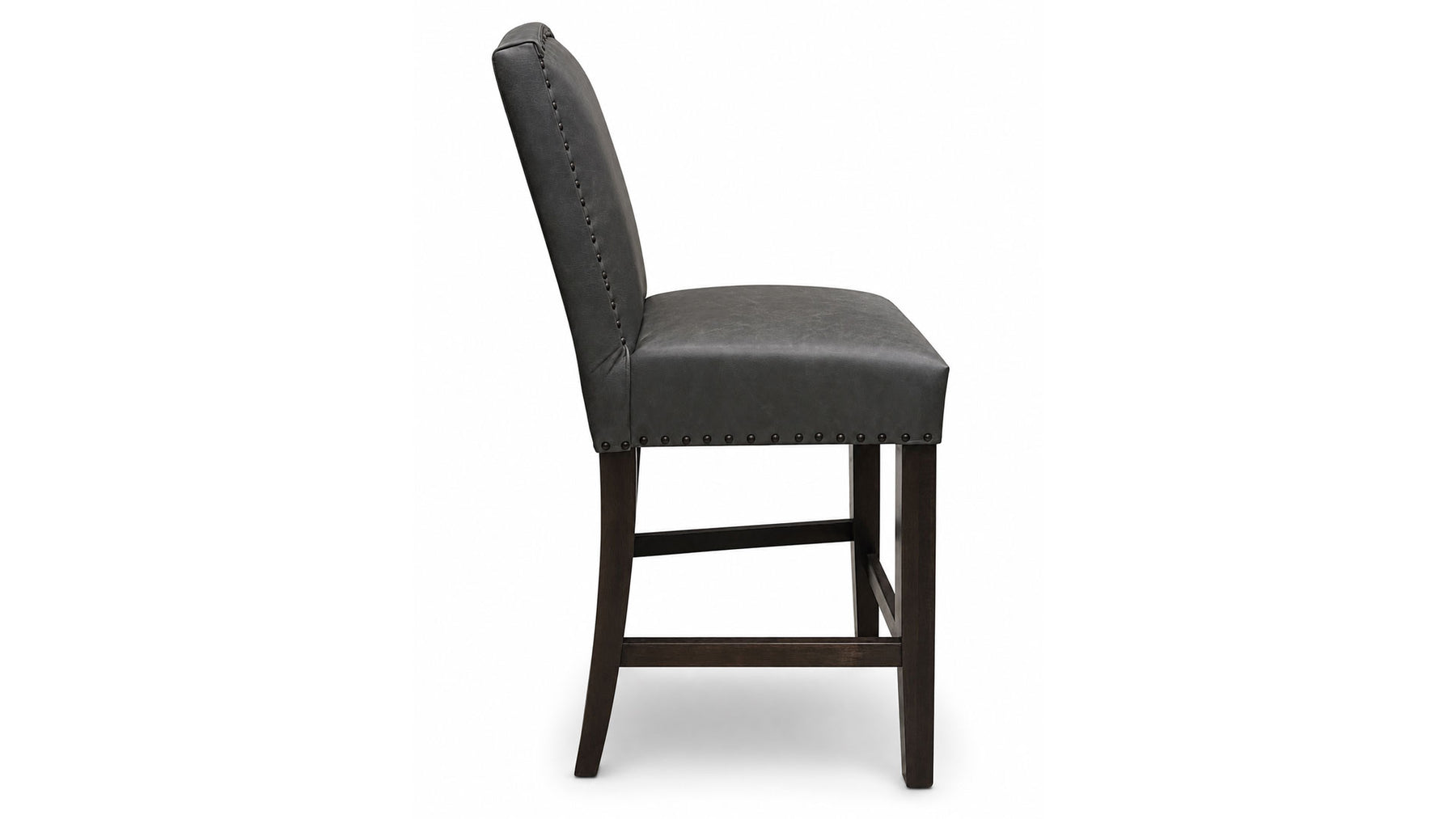 Carson Grey Leather Barstool | Upholstered Bar Height Stool | Gallery Furniture