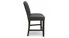 Carson Grey Leather Barstool | Upholstered Bar Height Stool | Gallery Furniture