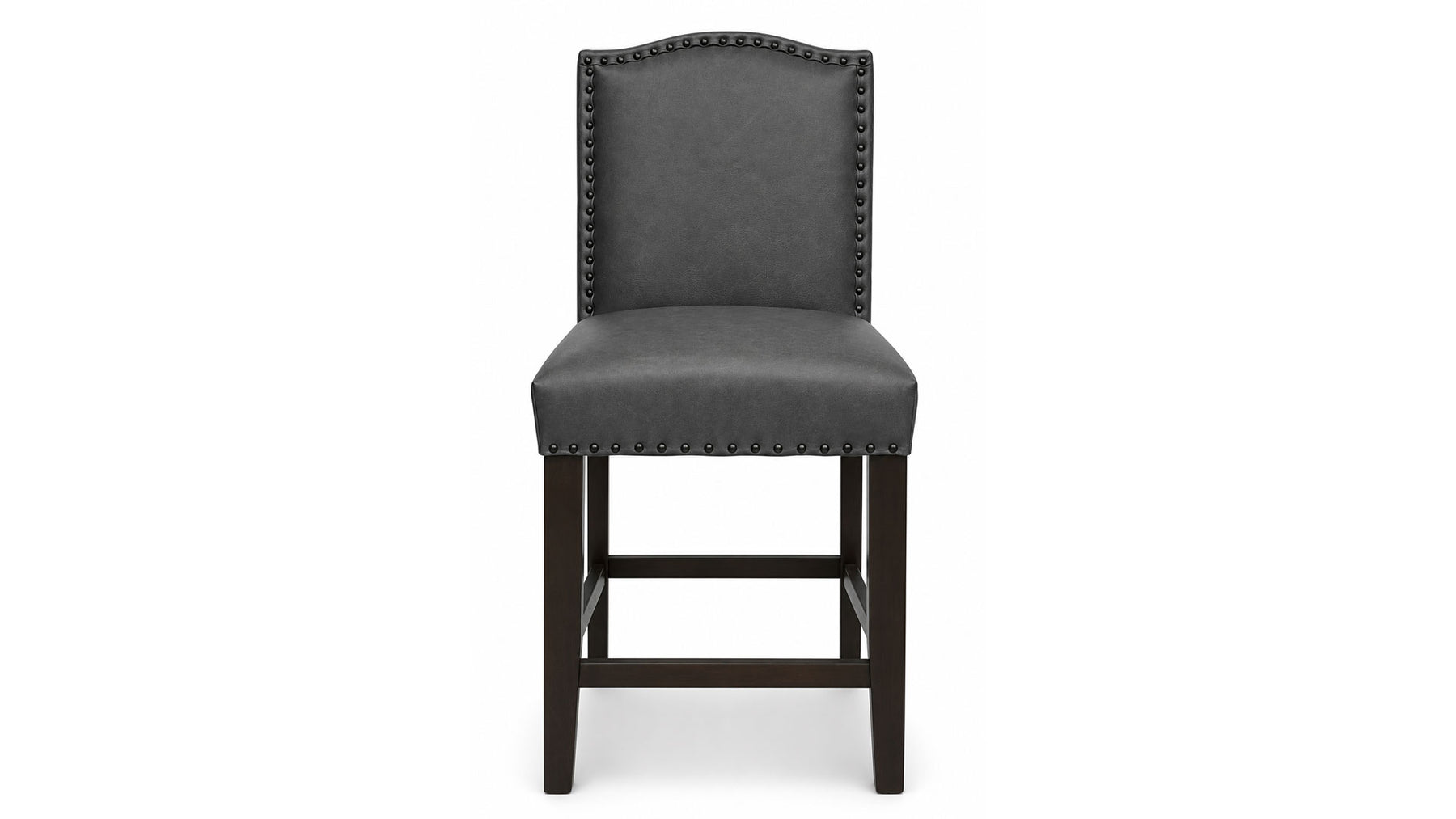 Carson Grey Leather Barstool | Upholstered Bar Height Stool | Gallery Furniture