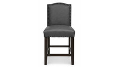 Carson Grey Leather Barstool | Upholstered Bar Height Stool | Gallery Furniture
