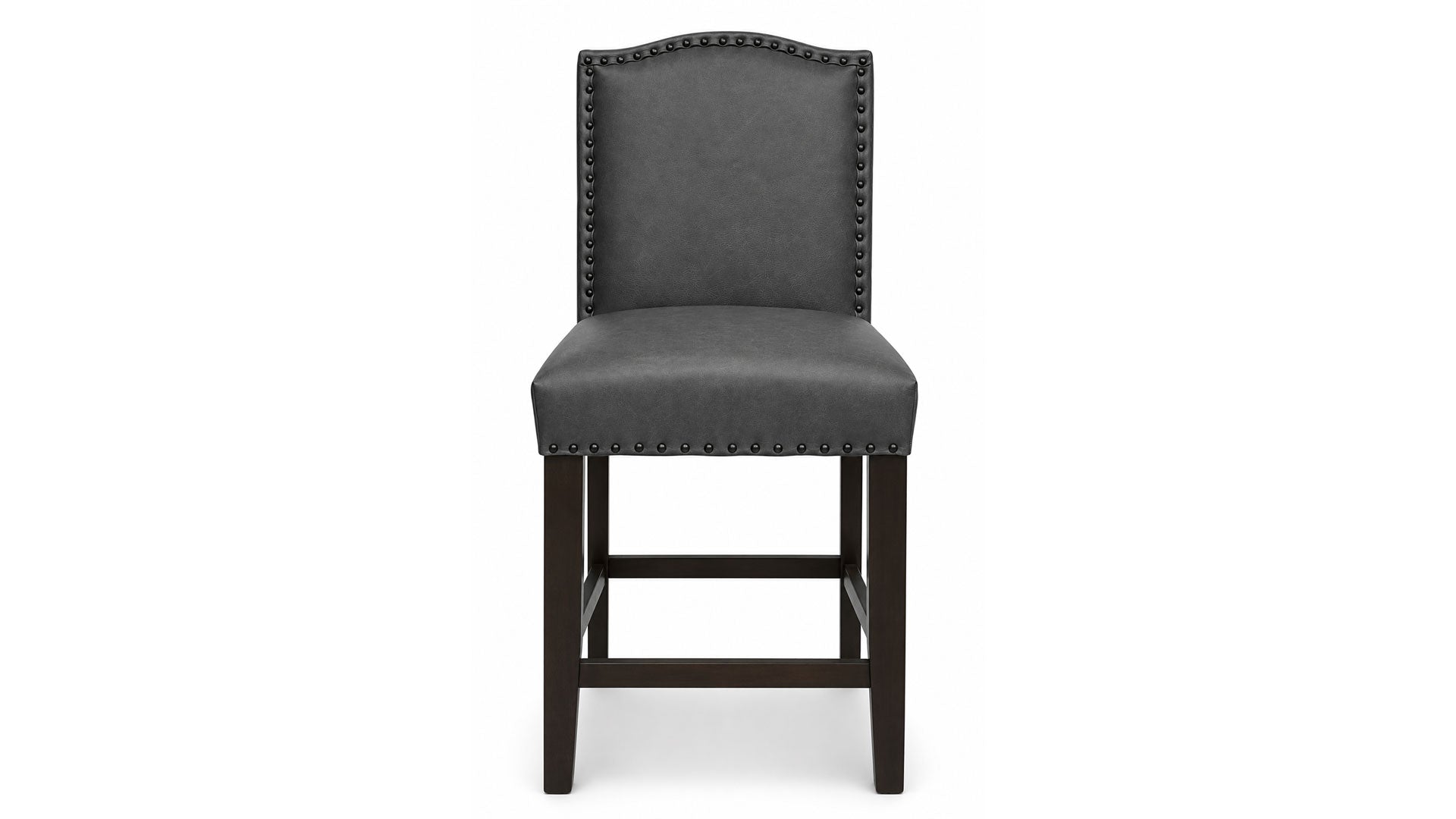 Carson Grey Leather Barstool | Upholstered Bar Height Stool | Gallery Furniture