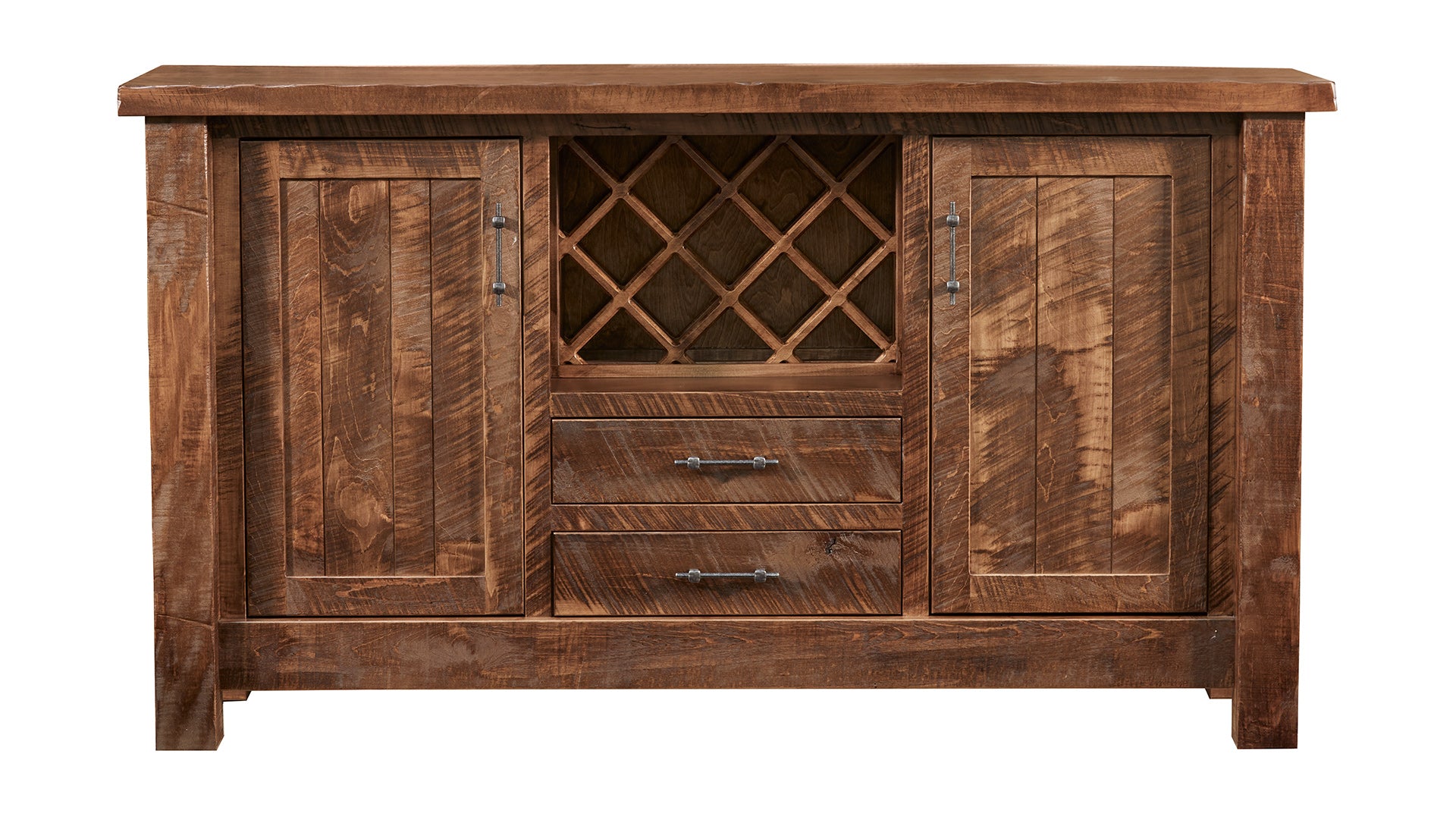 Houston 68" Amish Ruff Sawn Solid Maple Wine Storage Sideboard | Made in USA | Gallery Furniture