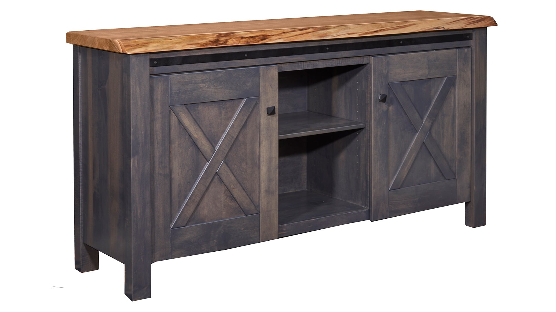 Waverly 72" Live Edge Farmhouse Sideboard with Natural Walnut Top | Made in USA | Gallery Furniture
