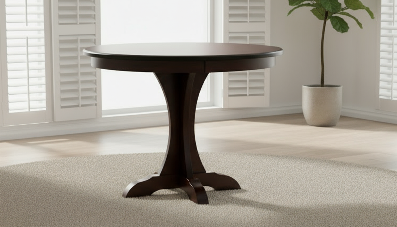 Mary Pedestal 42" Maple Dining Table w/18inch Leaf