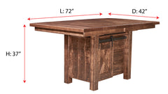 Tulsa 72" Solid Maple Counter Height Cabinet Table