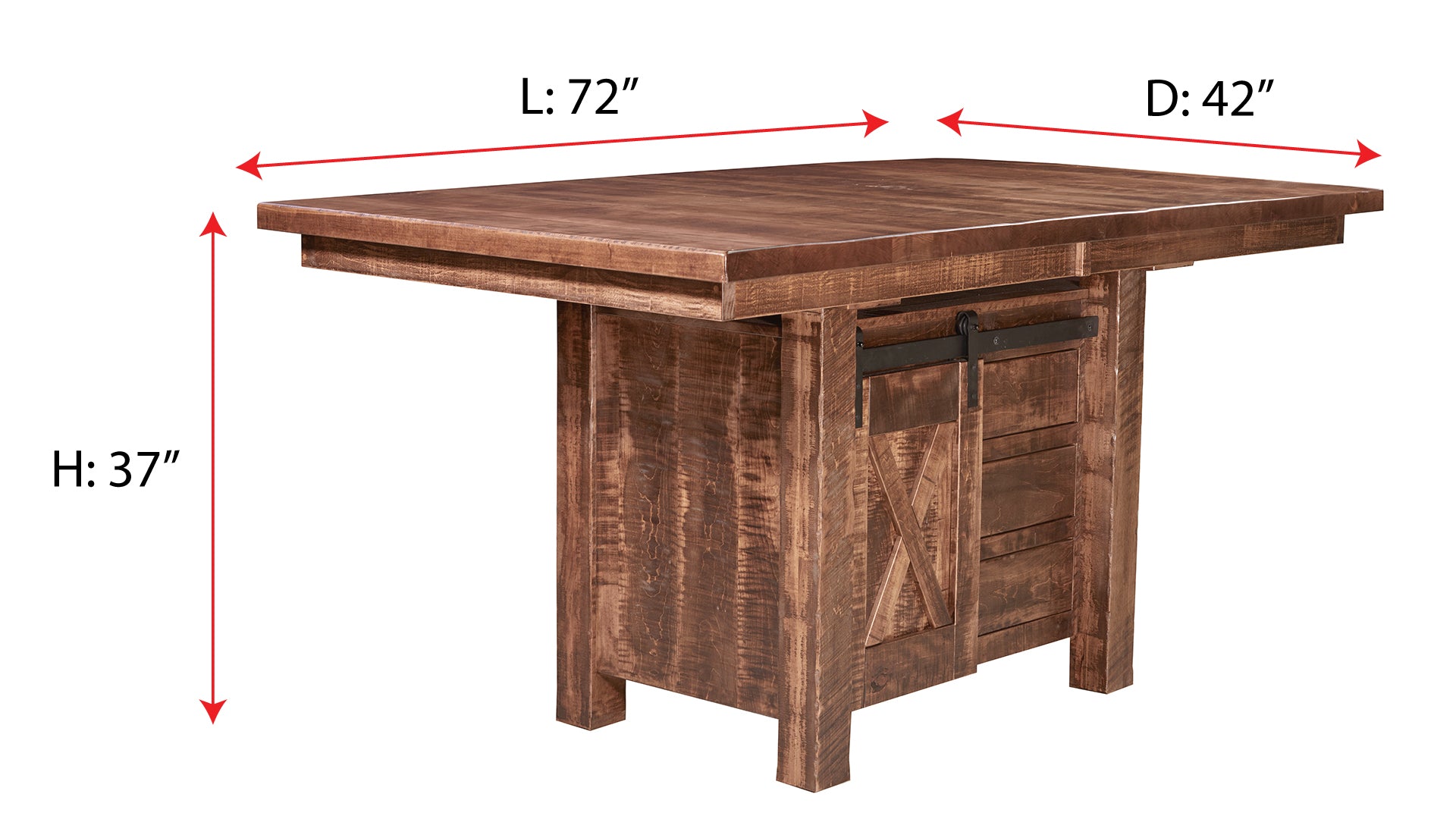 Tulsa 72" Solid Maple Counter Height Cabinet Table