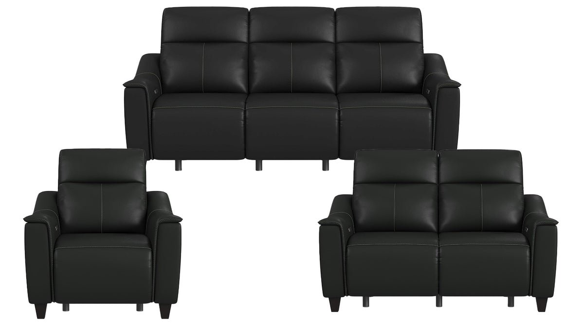 Black Leather Match 3-Piece Reclining Living Room Set