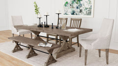 Yellowstone Brown Dining Table, 4 Chairs and Bench