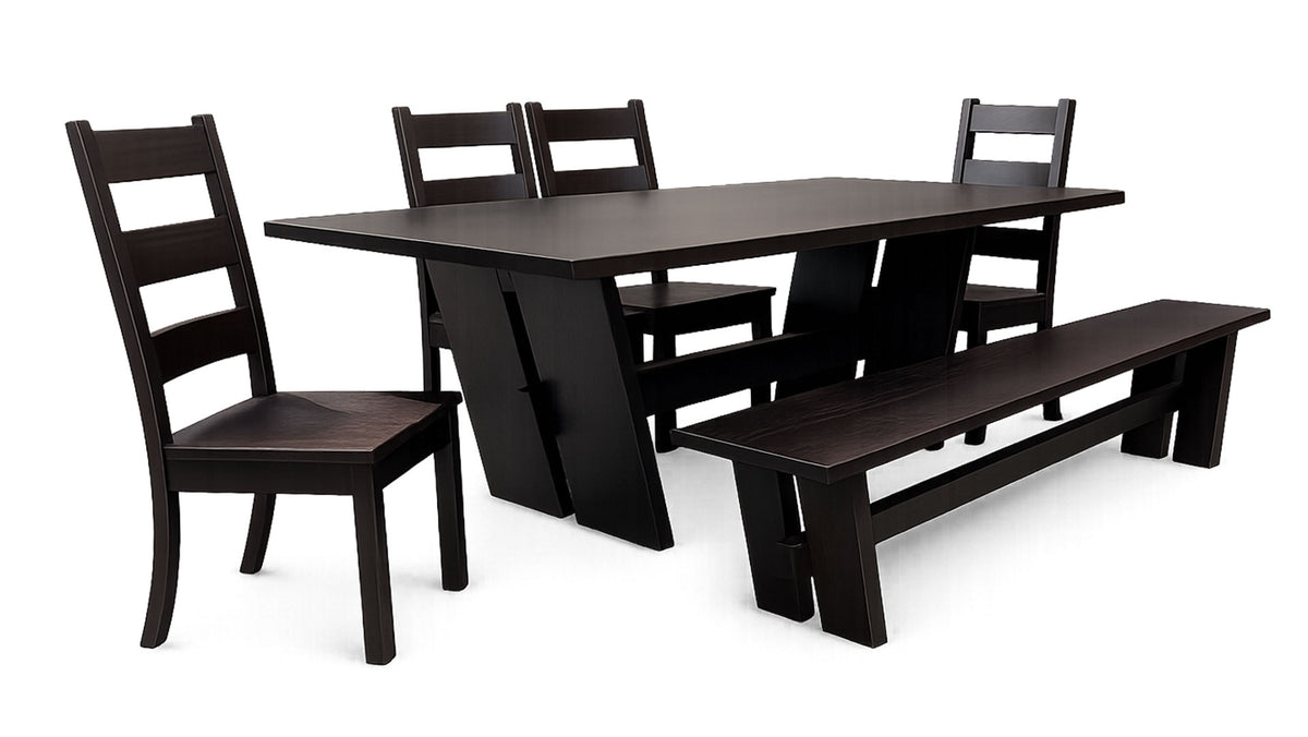 Sydney Solid Wood Dining Table, Bench & 4 Chairs | Amish Made Dining Set | Gallery Furniture
