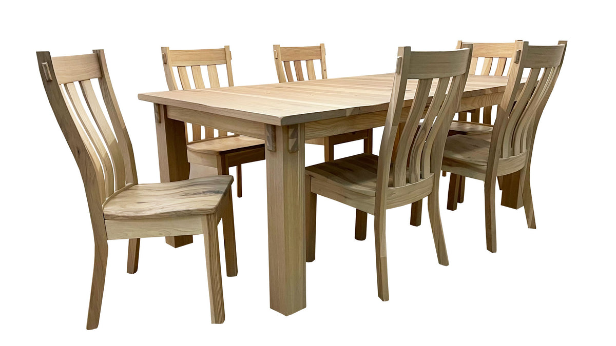 7pc Solid Wood Aspen Dining Table with 6 Chairs