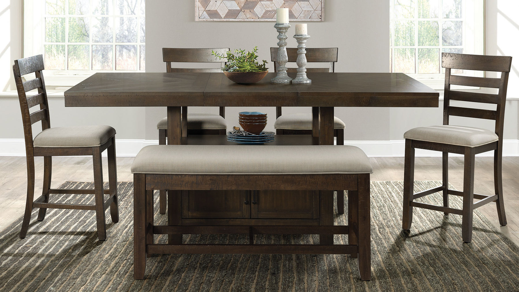6pc Colorado Table, 4 Chairs and Bench