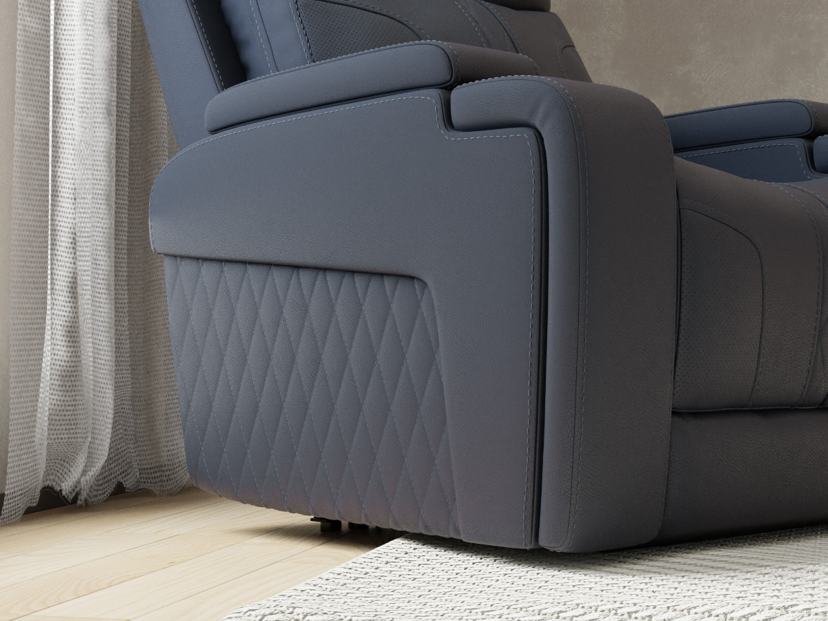 Indigo Twilight Leather Match Power Recliner with Immersive Audio – Upholstered Living Room Chair with USB | Gallery Furniture