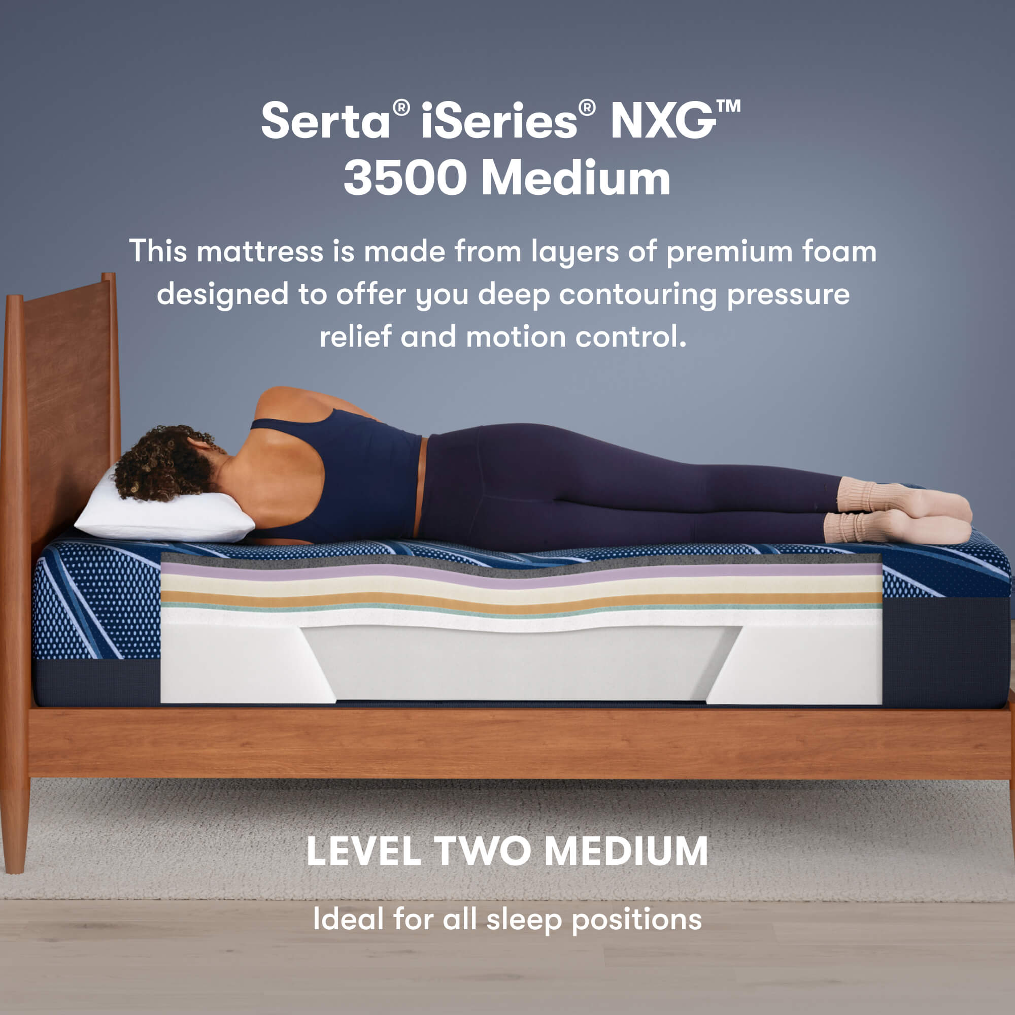 Split Head King Size Serta iSeries NXG 3500 Medium Mattress w/Adjustable Base