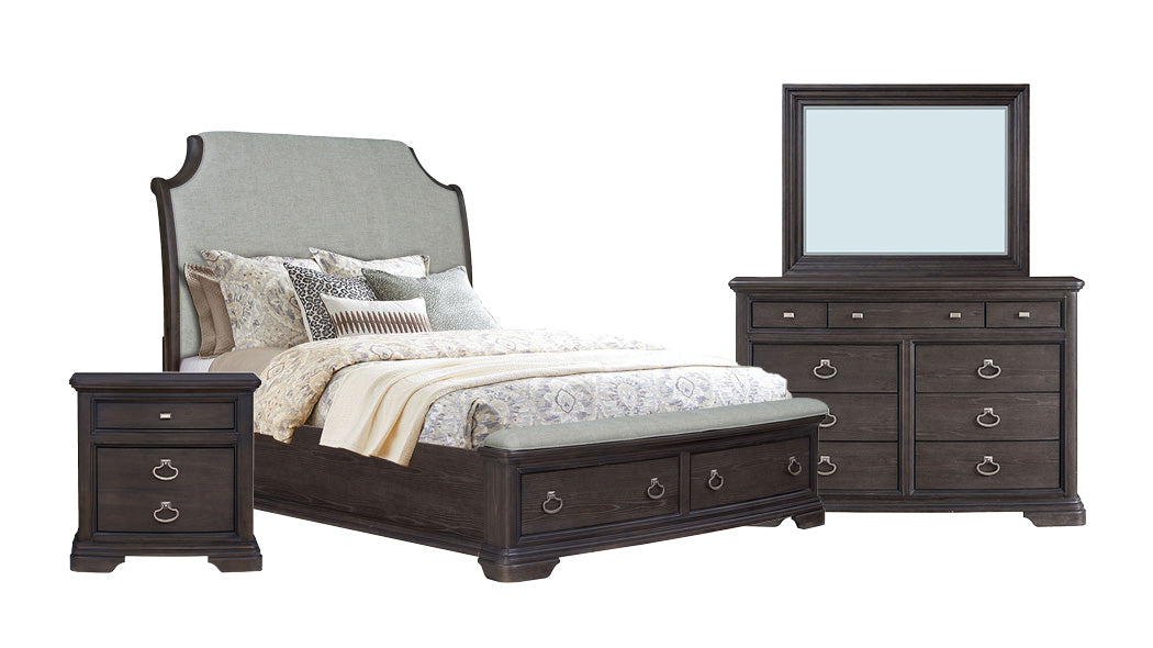 Caroline 3Pc Queen Bed, Dresser/Mirror & Nightstand