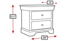 Honey Grove Solid Maple Wood Modern 2 Drawer Nightstand