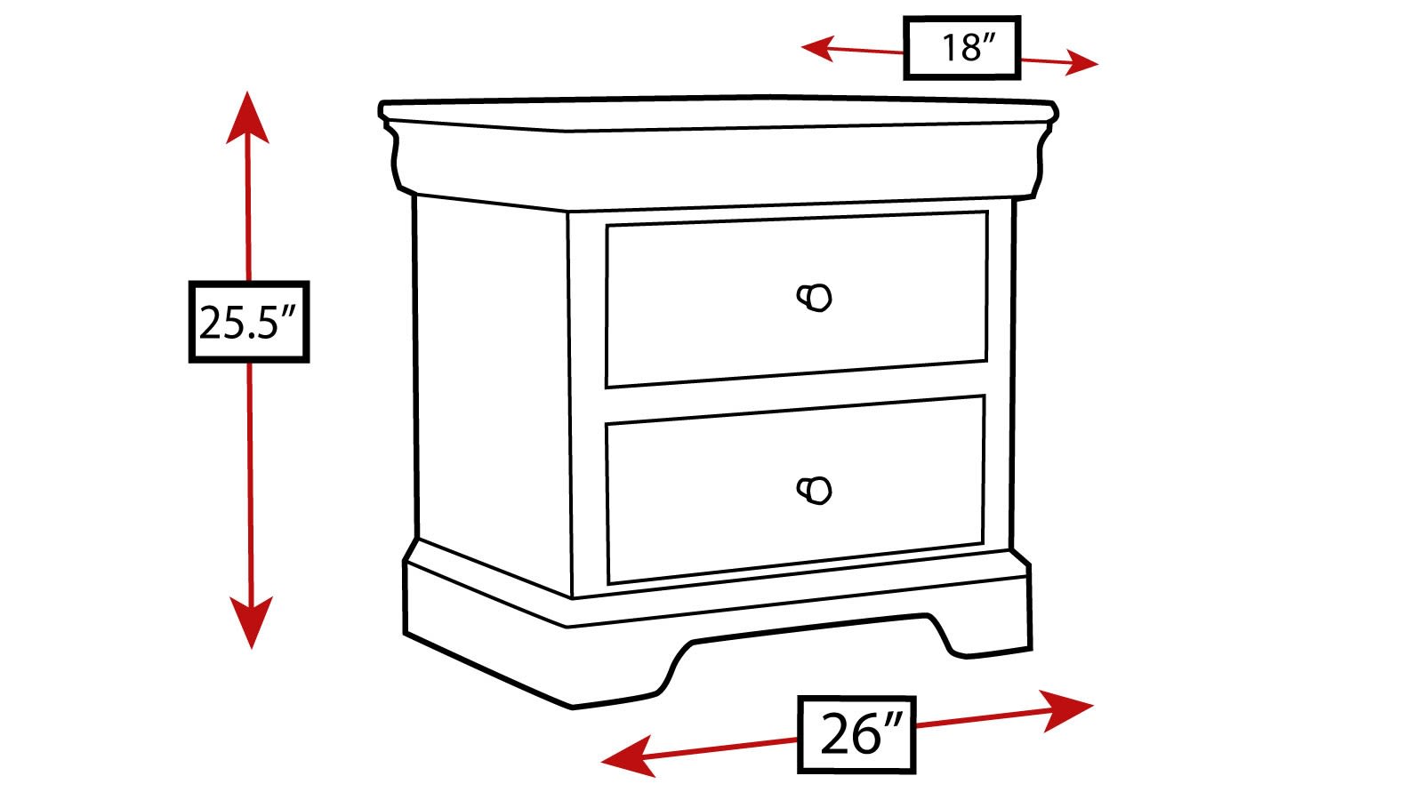 Honey Grove Solid Maple Wood Modern 2 Drawer Nightstand