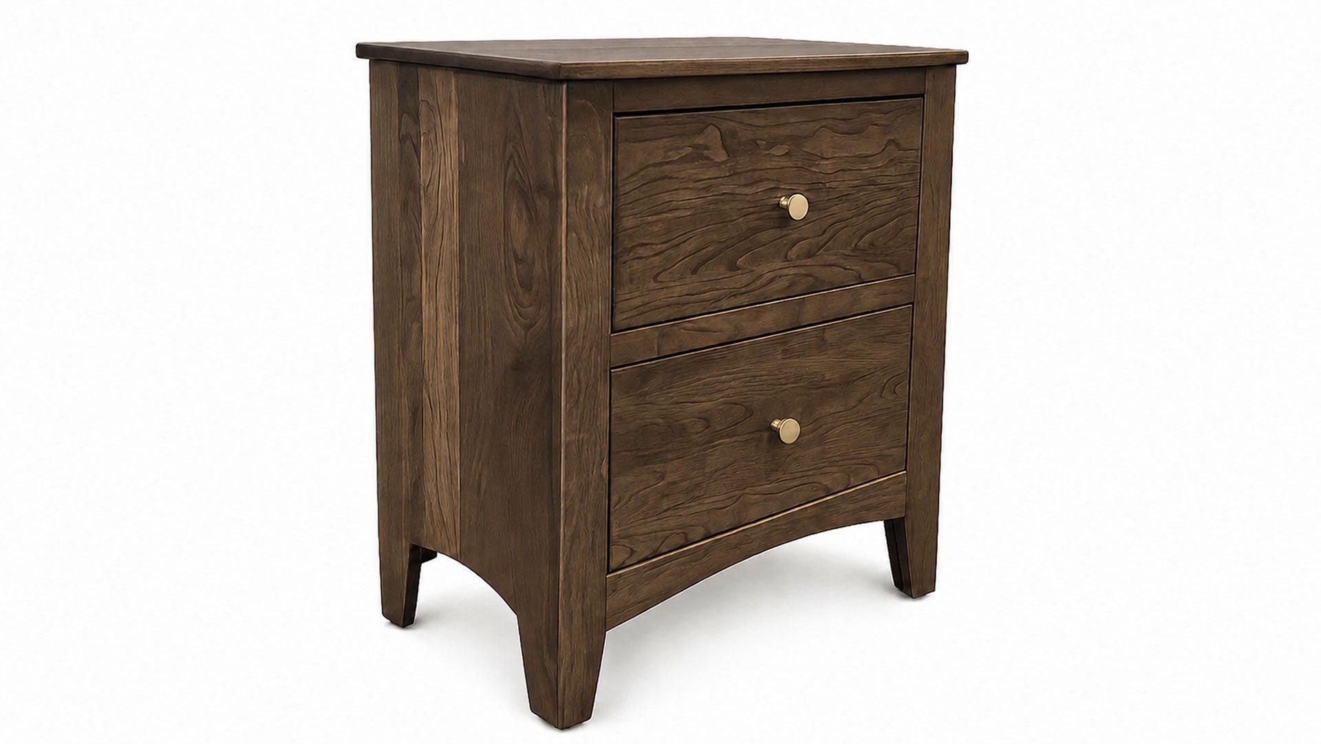 Carlston Solid Cherry Wood Modern 2 Drawer Nightstand