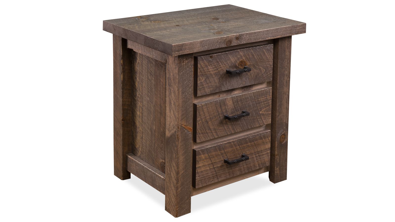 Uvalde Solid Wood Rustic 3 Drawer Nightstand