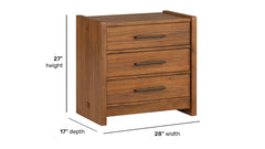 Taliesin 3 Drawer Nightstand | USB | Walnut Finish & Gunmetal | Gallery Furniture