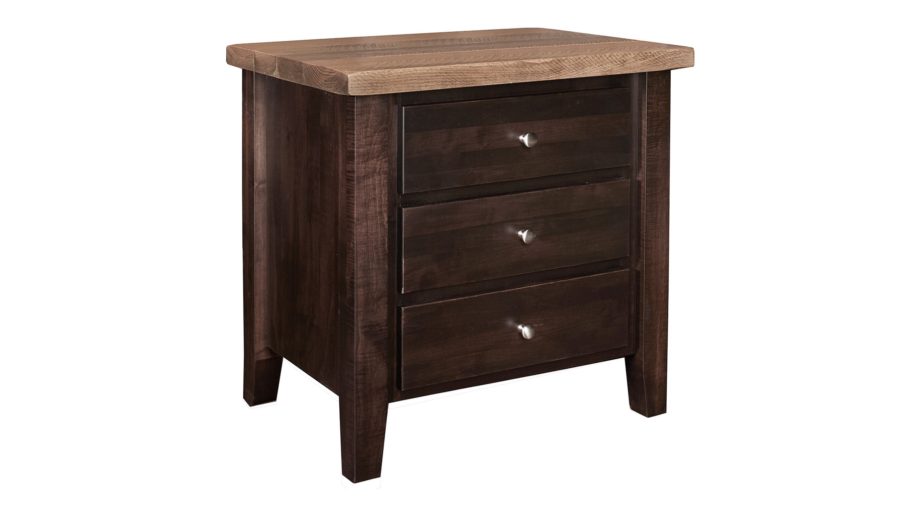 San Antonio Solid Maple & Black Cherry Wood Rustic Nightstand