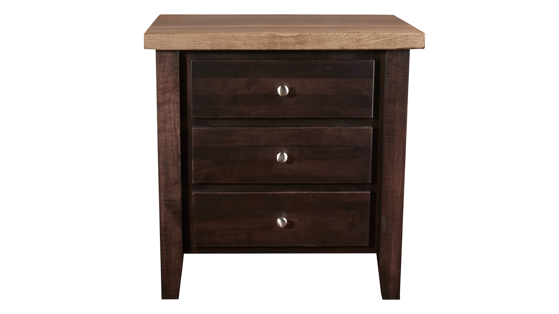 San Antonio Solid Maple & Black Cherry Wood Rustic Nightstand