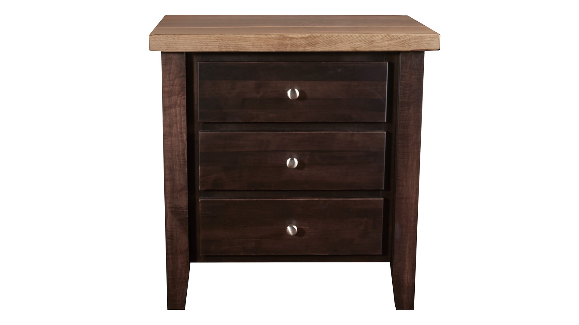 San Antonio Solid Maple & Black Cherry Wood Rustic Nightstand