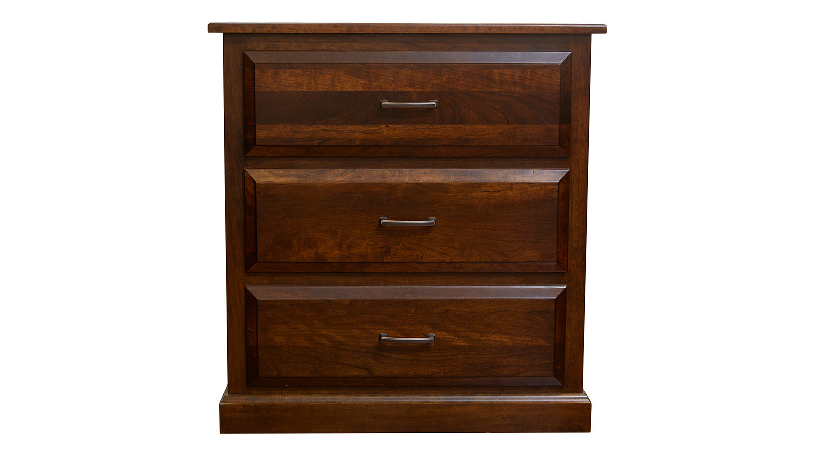 Henrietta Solid Black Cherry Wood Modern 3 Drawer Nightstand