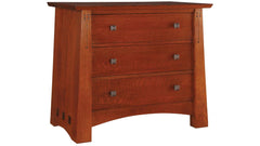 Stickley Highlands Arts & Crafts Solid Quartersawn White Oak Wood Three-Drawer Nightstand