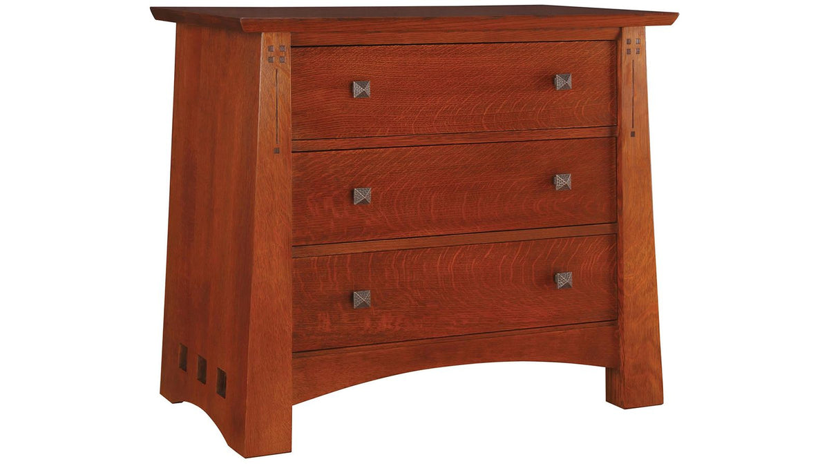 Stickley Highlands Arts & Crafts Solid Quartersawn White Oak Wood Three-Drawer Nightstand