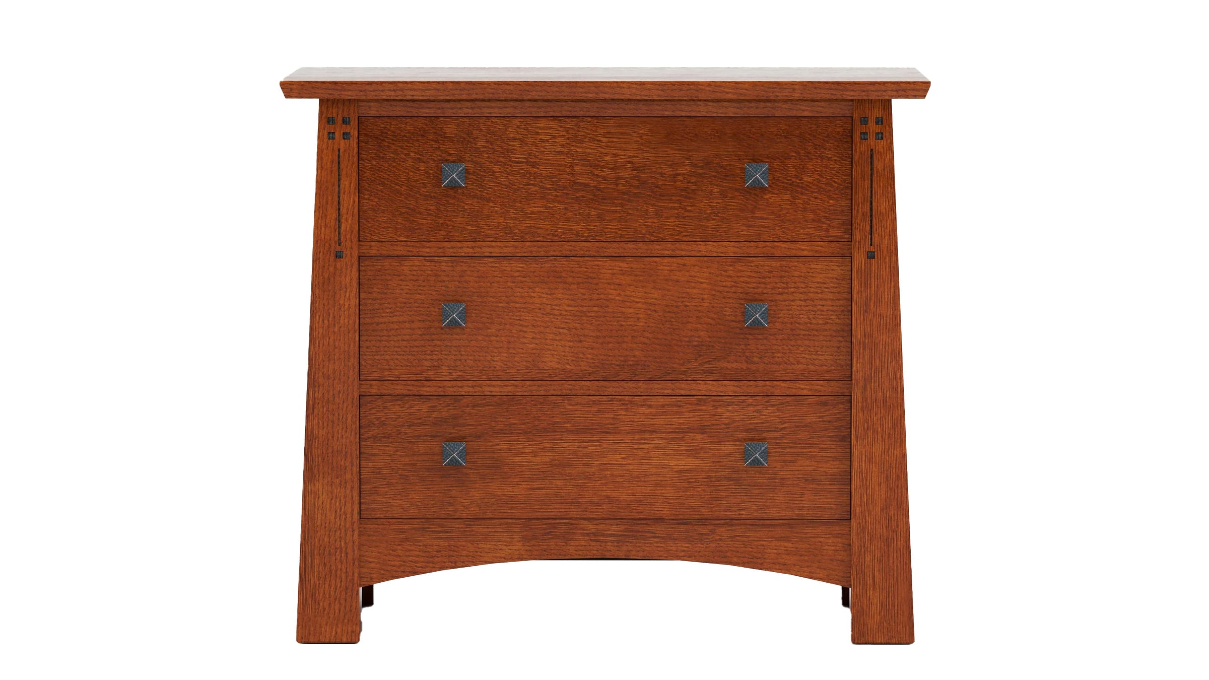 Stickley Highlands Arts & Crafts Solid Quartersawn White Oak Wood Three-Drawer Nightstand