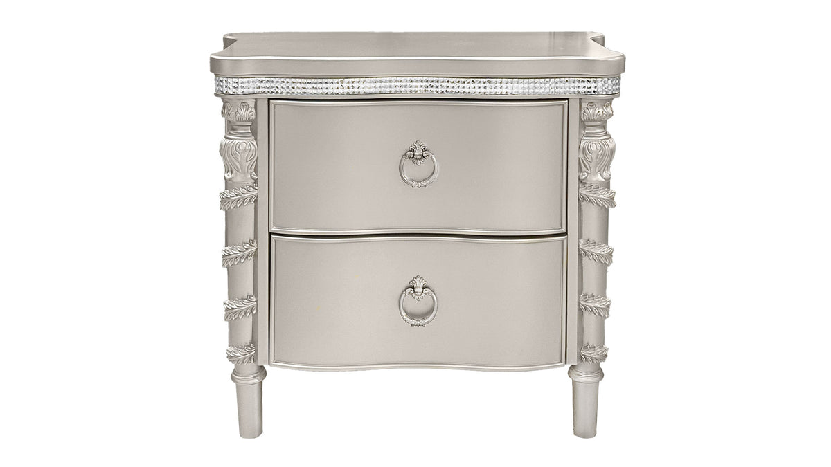 Elena Silver 2 Drawer Nightstand