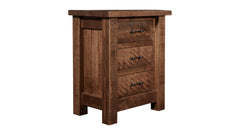 Conroe Ruff Sawn Solid Maple Rustic 3 Drawer Nightstand