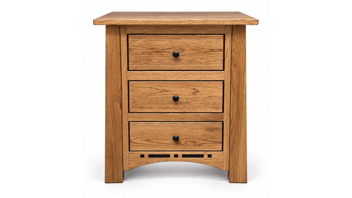 Boulder Creek Amish Solid Hickory 3 Drawer Nightstand