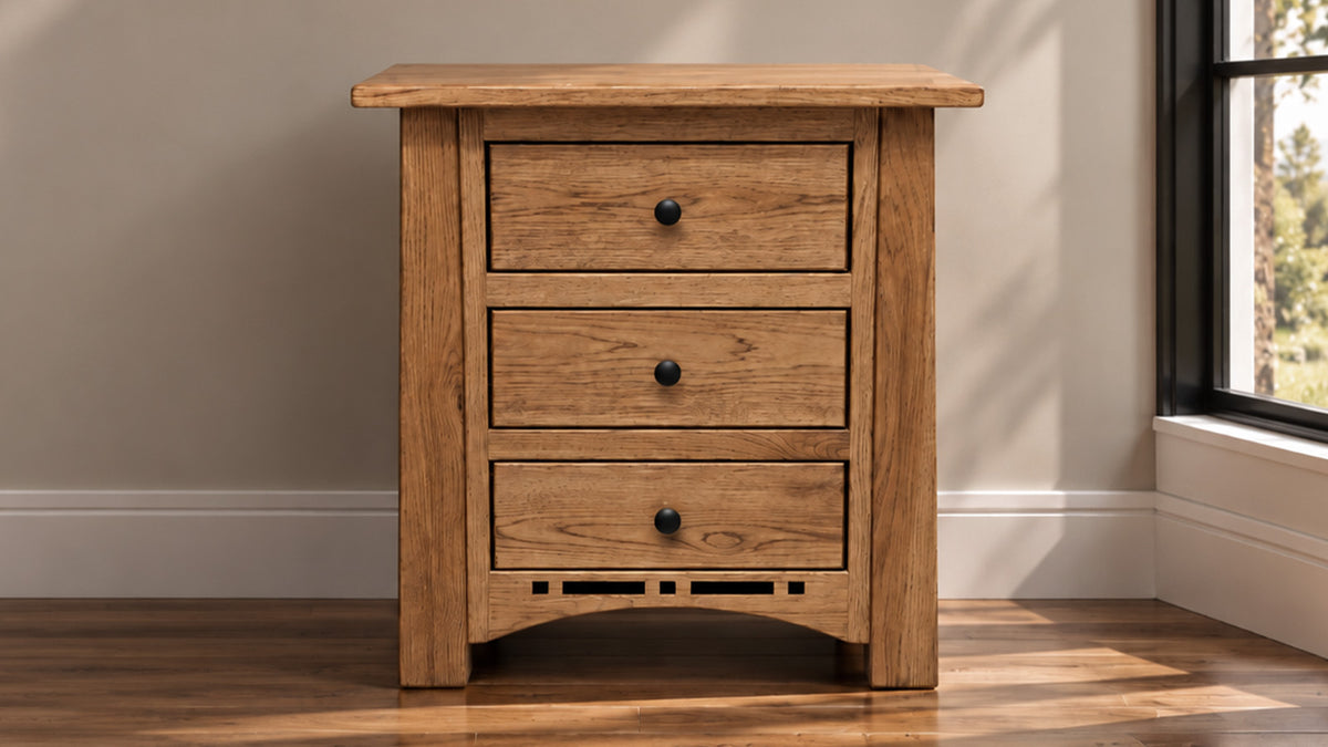 Boulder Creek Amish Solid Hickory 3 Drawer Nightstand