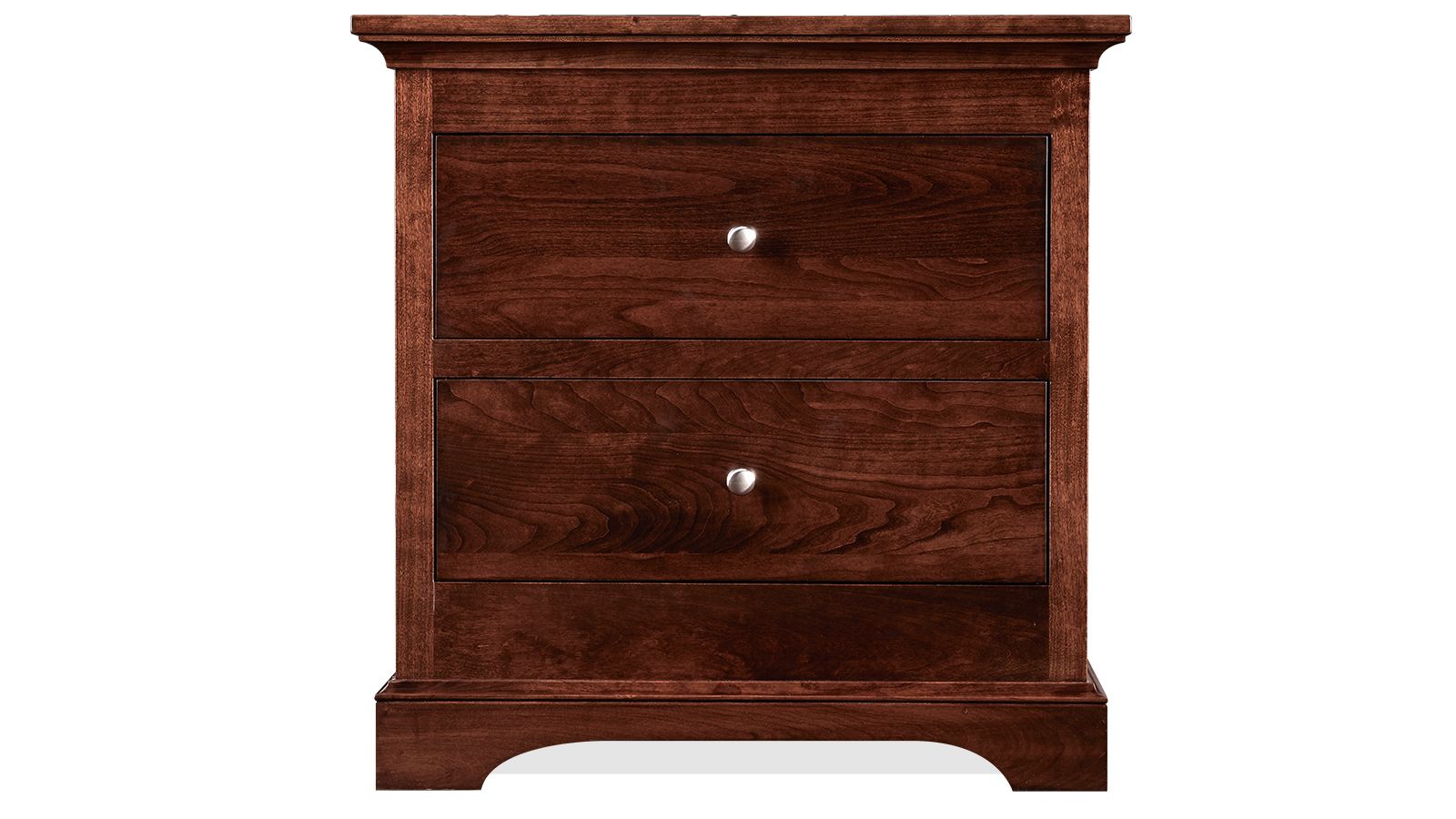 Mesita de noche moderna de madera maciza de cerezo negro de Gladewater con 2 cajones