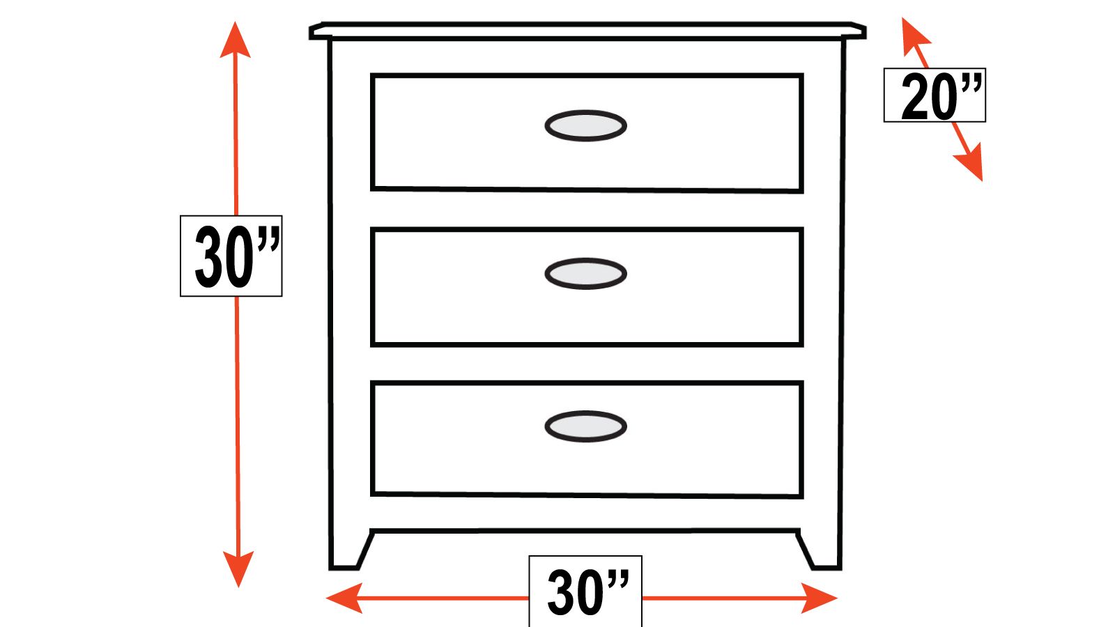 Tyler Solid Oak Wood Modern 3 Drawer Nightstand