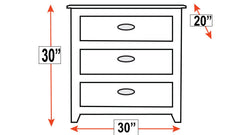 Tyler Solid Oak Wood Modern 3 Drawer Nightstand