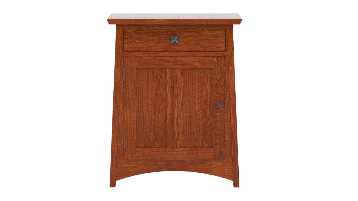Stickley Highlands Arts & Crafts Solid Quartersawn White Oak Nightstand with Left Side Hinges