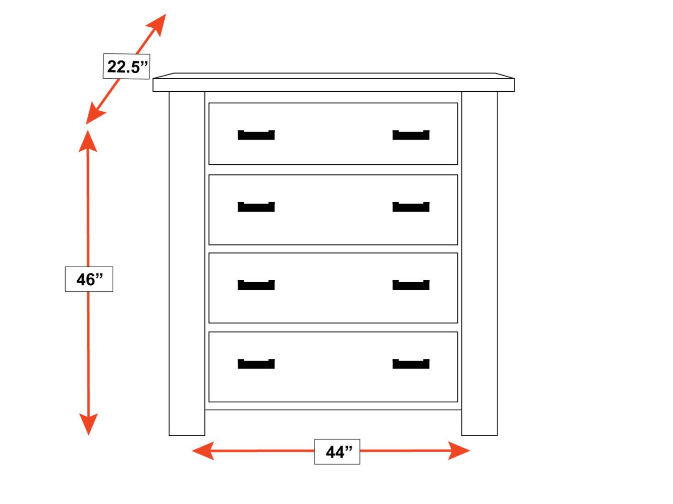 Uvalde Solid Wood Rustic 4 Drawer Chest