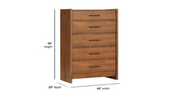 Taliesin 5 Drawer Chest | Walnut Finish & Gunmetal | Gallery Furniture