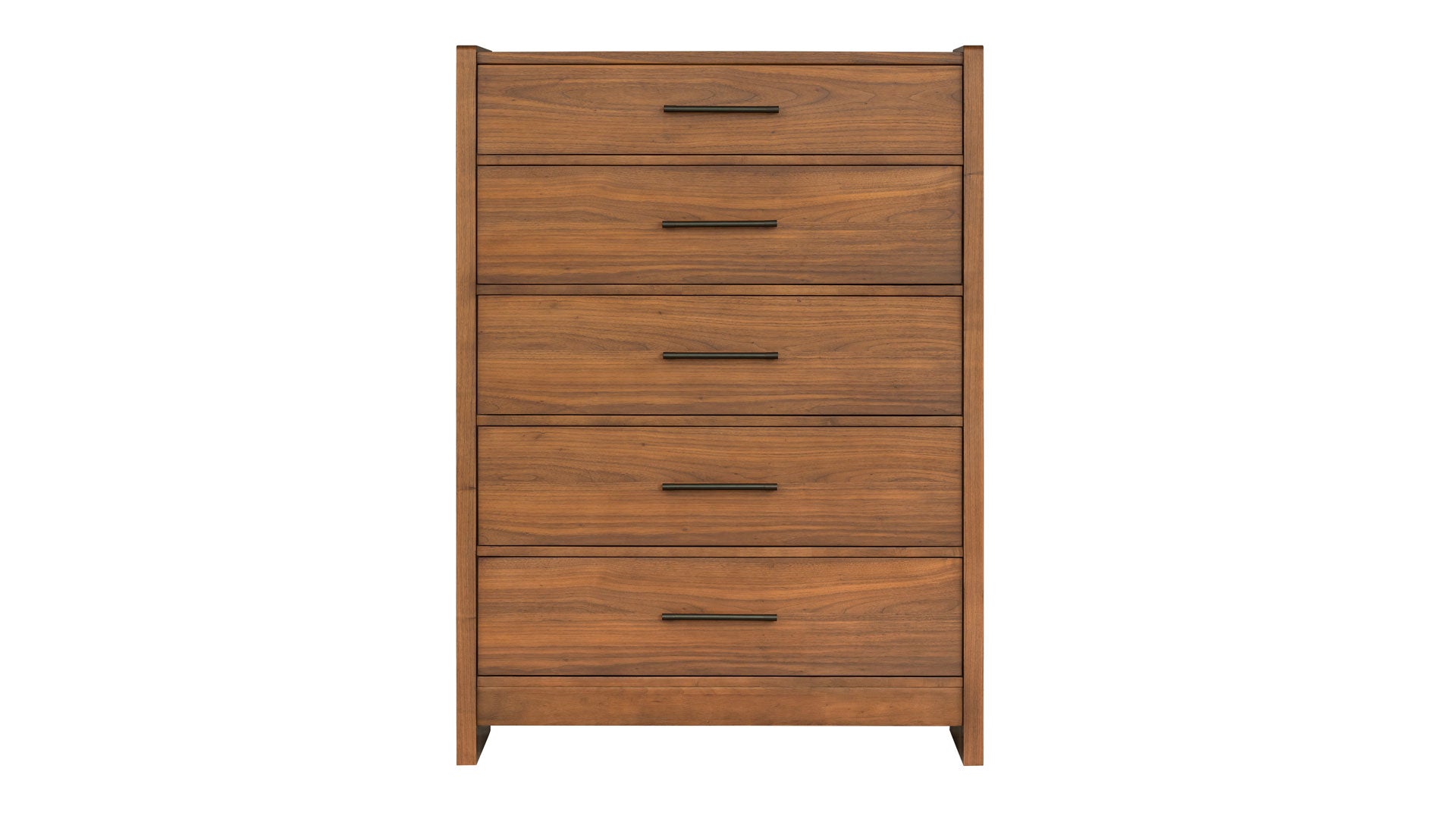 Taliesin 5 Drawer Chest | Walnut Finish & Gunmetal | Gallery Furniture