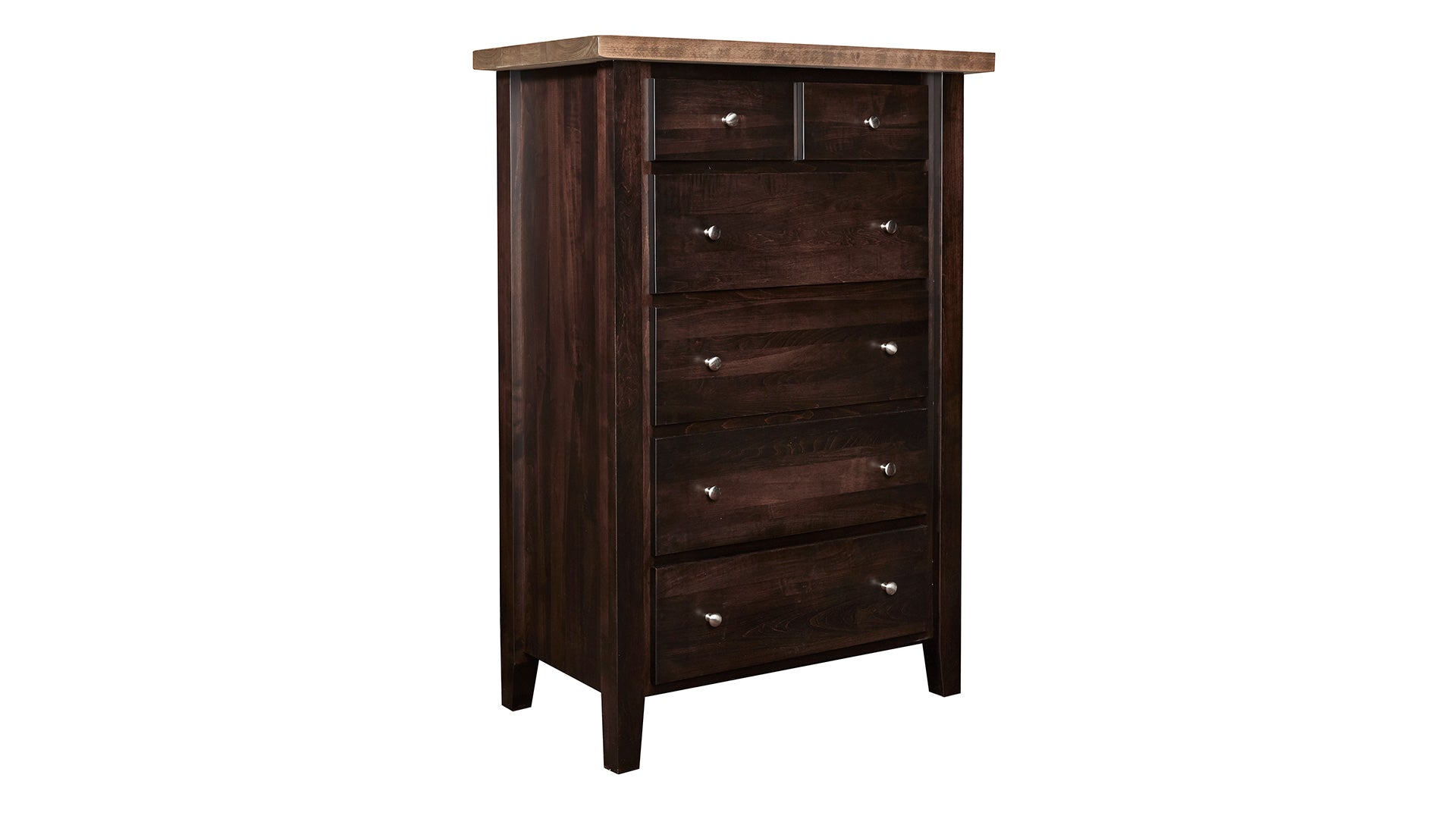 San Antonio Solid Maple & Black Cherry Wood Rustic 6-Drawer Chest
