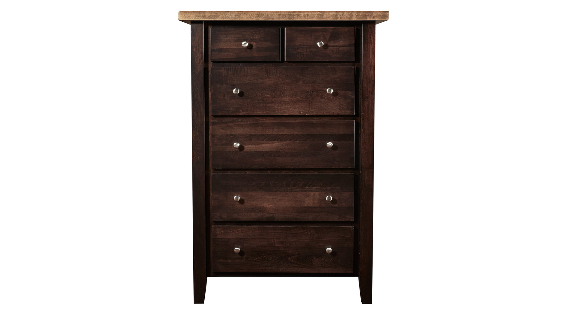 San Antonio Solid Maple & Black Cherry Wood Rustic 6-Drawer Chest