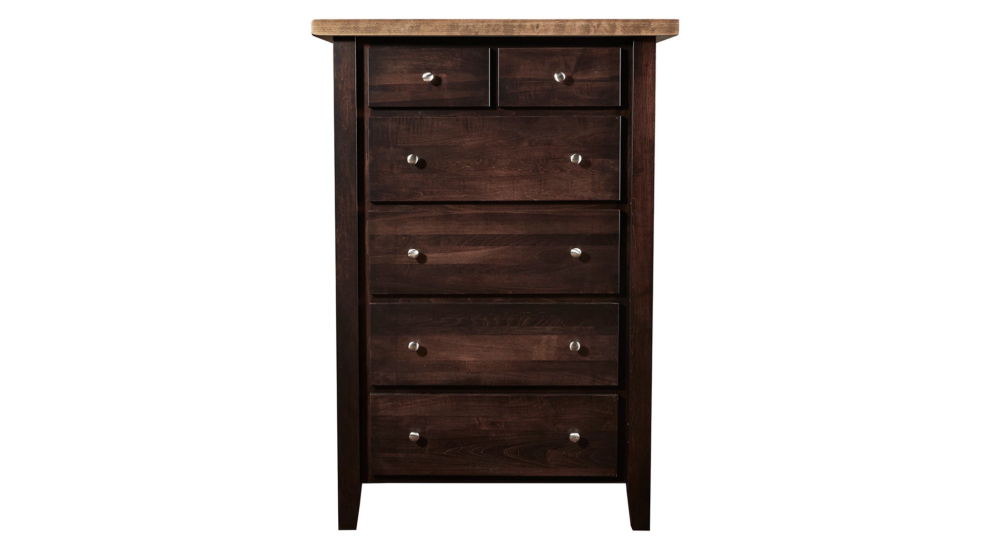 San Antonio Solid Maple & Black Cherry Wood Rustic 6-Drawer Chest