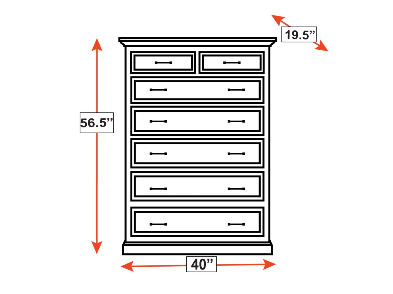 Henrietta Solid Black Cherry Wood Modern 7 Drawer Chest
