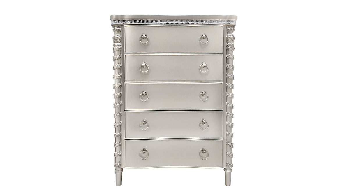 ELENA SILVER 5 DRAWER CHEST